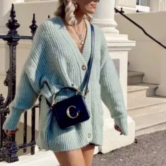 ❄️ Zara Wool & Alpaca Knit Oversized Cardigan Jacket | Size S | Like New - Picture 2 of 9